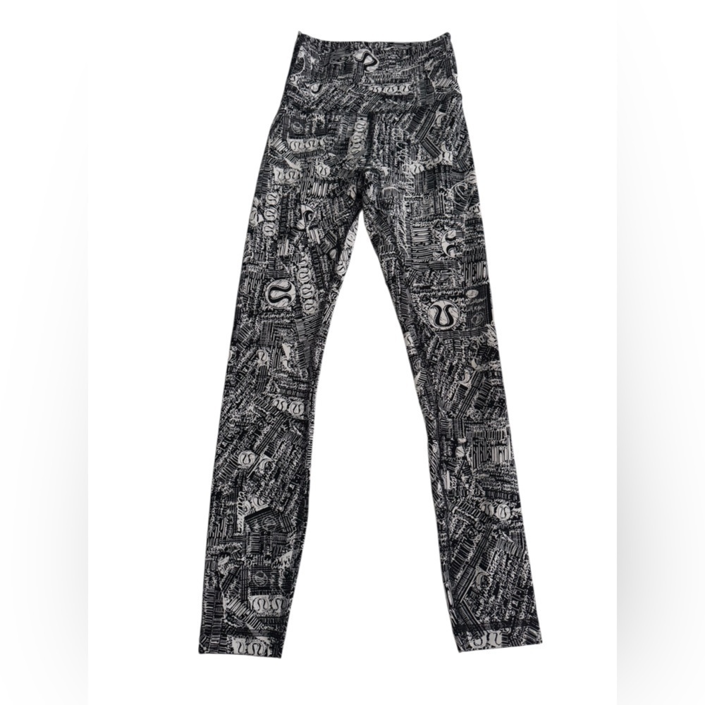 Lululemon Wunder Train High-Rise Tight 25" in Tear It Up Alpine White Black - Picture 2 of 6